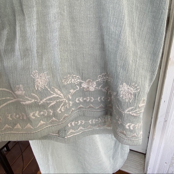 Sage Green Embroidered Gauze BoHo Kimono 3rd Piece - Picture 6 of 8